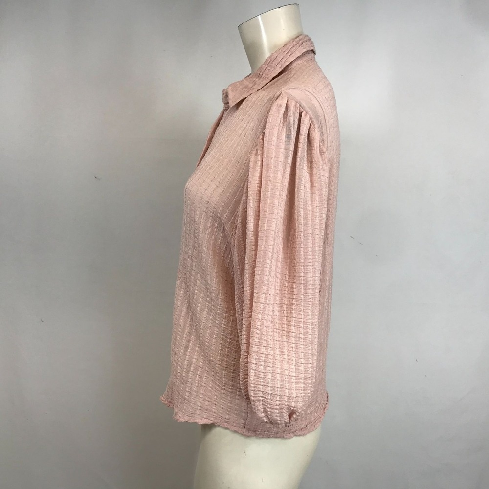 IDEM DITTO - WOMEN'S MEDIUM - PINK 3/4 SLEEVE BUTTON UP TOP BLOUSE - Picture 6 of 8
